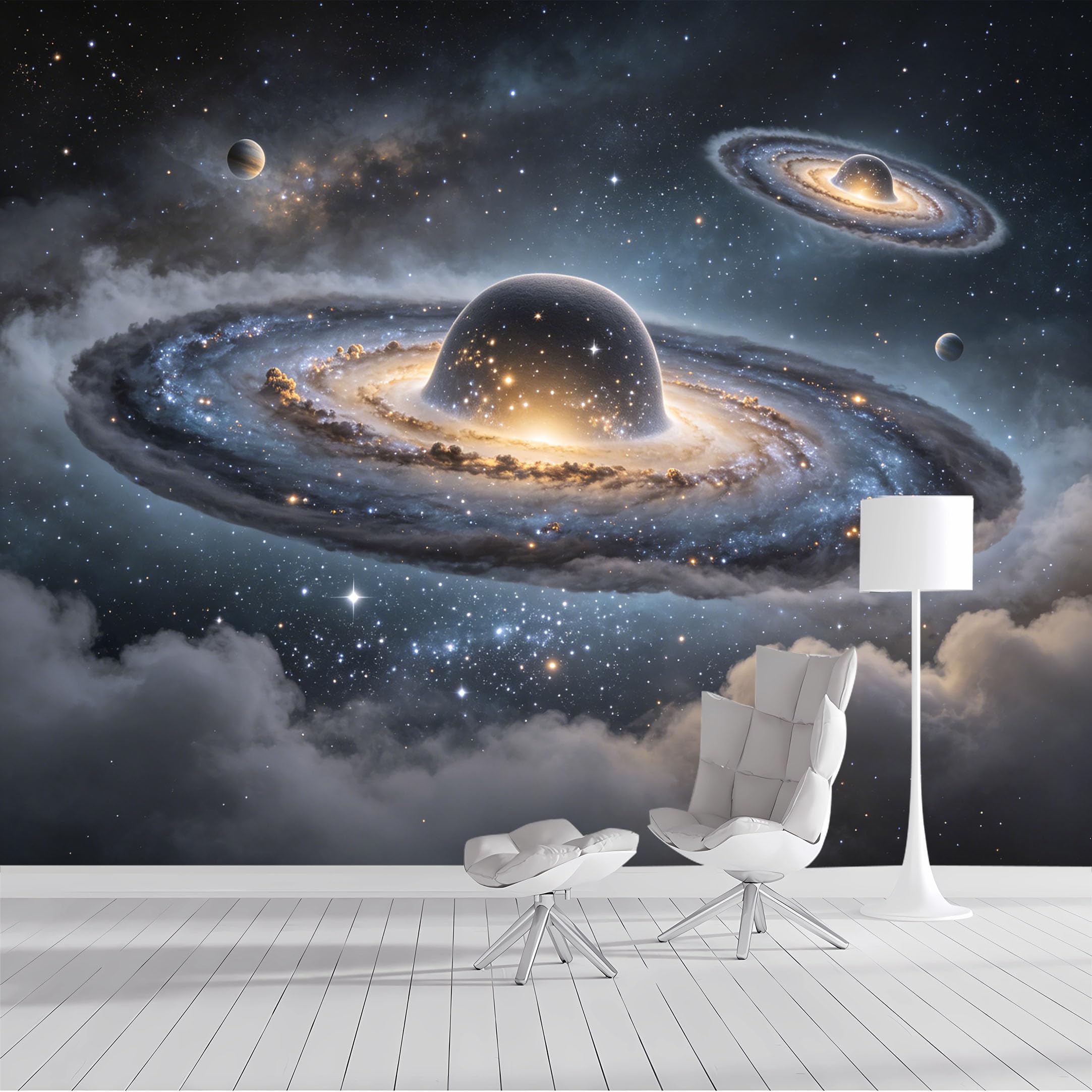 Custom Size Wall Mural Cosmic Galaxy Space Nebula Planets Stars Panorama Space Extension SelfAdhesive Wall Fabric Removable Peel and Stick Wallpaper for Living Room Bedroom Bathroom