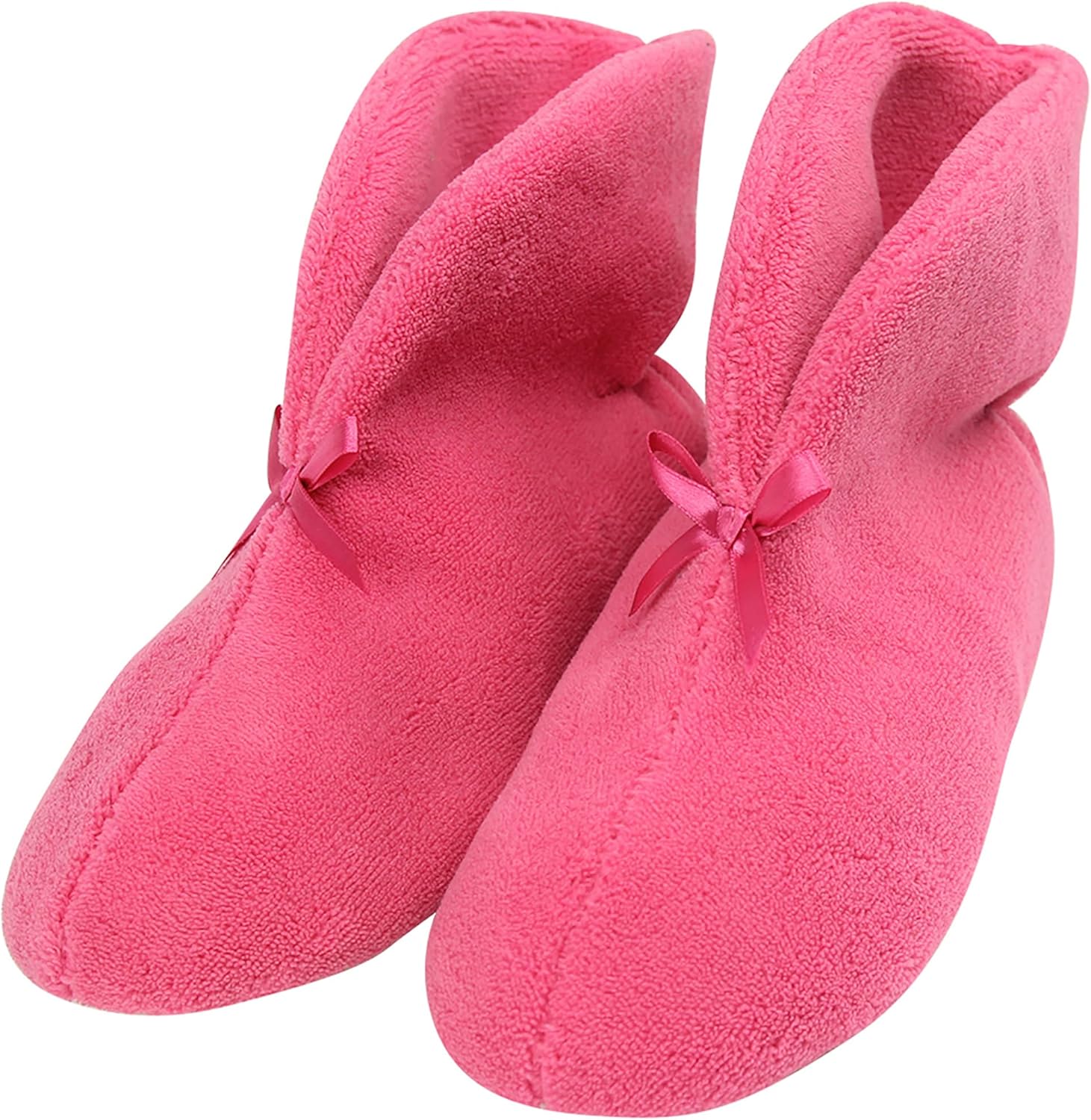 Forfoot Women's Bootie Slippers, Cozy Coral Fleece Non Slip Indoor House Shoes