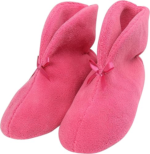 Pantuflas tipo botín para mujer, acogedores zapatos antideslizantes de forro polar coral para interiores, Coral