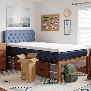 ViscoSoft Active Cooling 4 Inch Twin XL Size Memory Foam Mattress Topper for Cooler Sleep - Copper-Infused Mattress Pad with Straps - Firm Bed Topper with Washable Cover