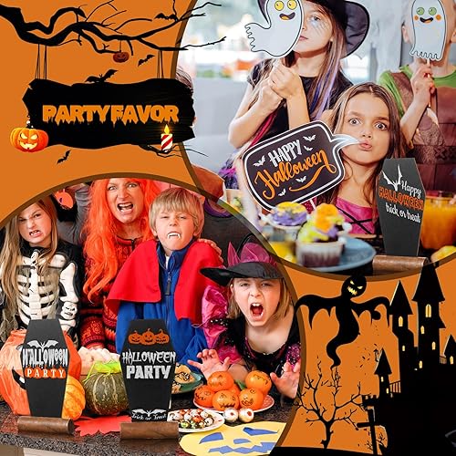 Miniatura 4 de Qilery Mini pizarra de madera con forma de ataúd con base para Halloween, bodas, fiestas, mensajes, bufé, panadería y venta al por menor, número de