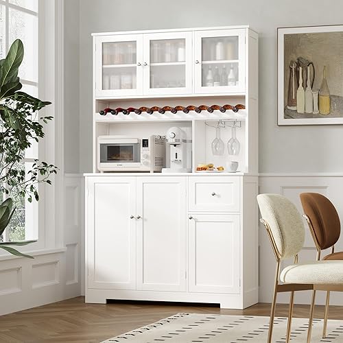 Miniatura 1 de Armario de despensa de 71 pulgadas de alto, gabinete de cocina con soporte para microondas, cajones y encimera grande, gabinete de buffet con