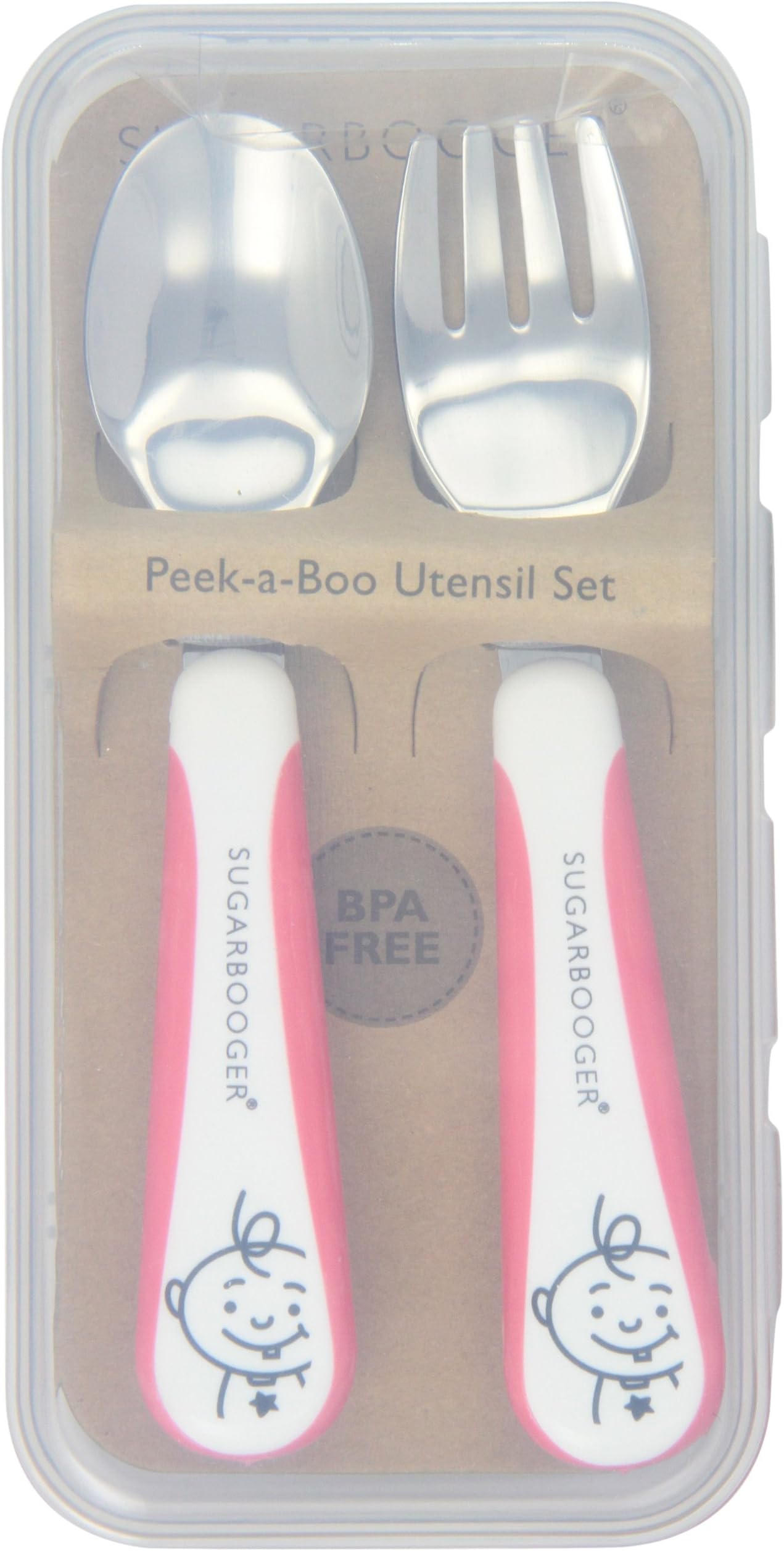 Sugarbooger Peek-A-Boo Silverware Set, Red Raspberry (Discontinued by Manufacturer)