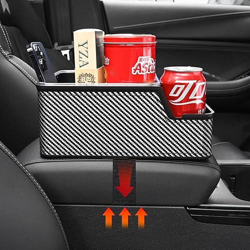 Miniatura 5 de Organizador de asiento de automóvil con portavasos, reposabrazos de automóvil, caja de almacenamiento extra, organizador de suelo de camión, bandeja