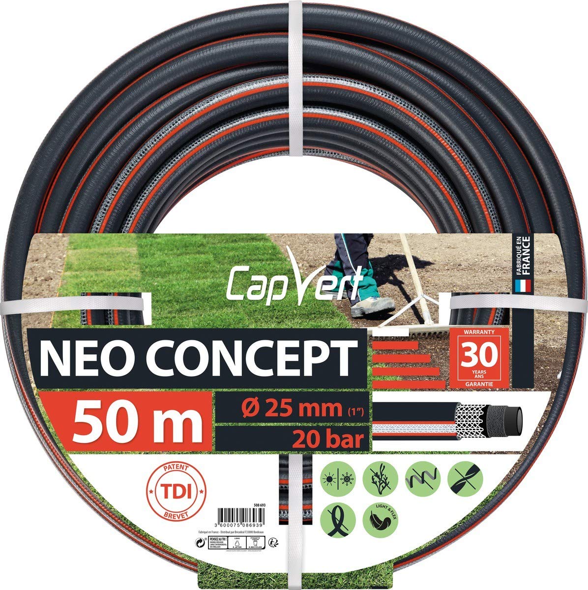 Cap Vert Tuyau d'arrosage Néo Concept Diamètre 15 mm - Longueur 25 m