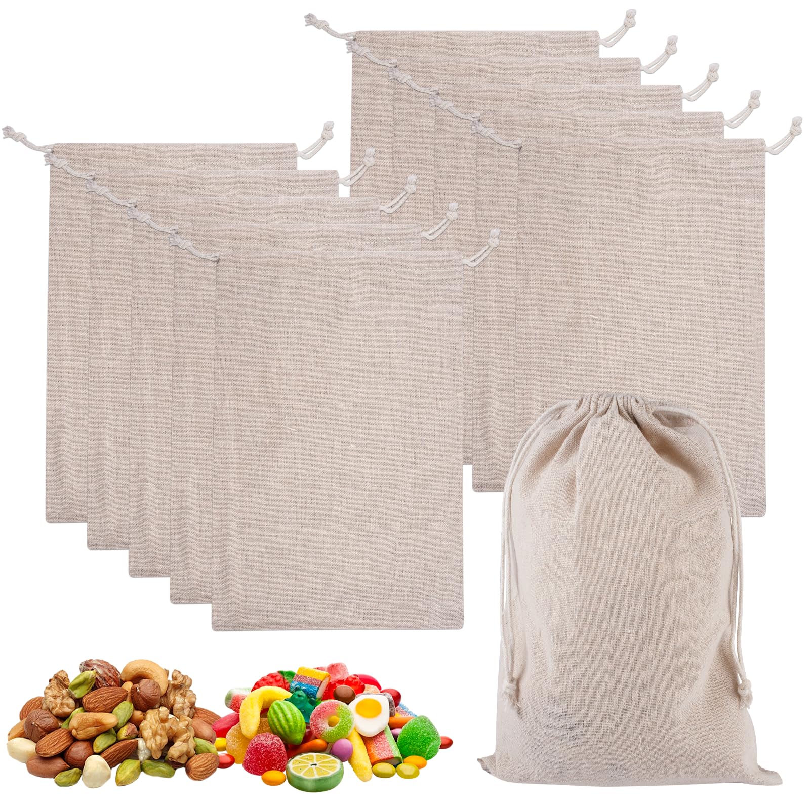 Dahi Sacchetti di Cotone 20x30cm, Sacchetti Iuta con Coulisse, Sacchetto di Stoffa, 12pcs sacchetti regalo (20 x 30 cm