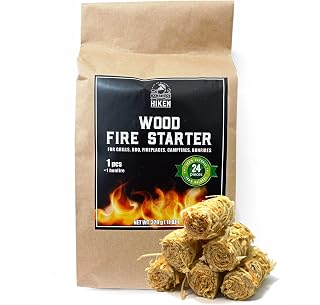 HIKEN Wood Fire Starters, Tumbleweed Firestarter for Campfires, Camp Fire Starter, Chimney, Fireplace, Grill Pit, BBQ & Smoker, Natural Firestarter– 24 pcs