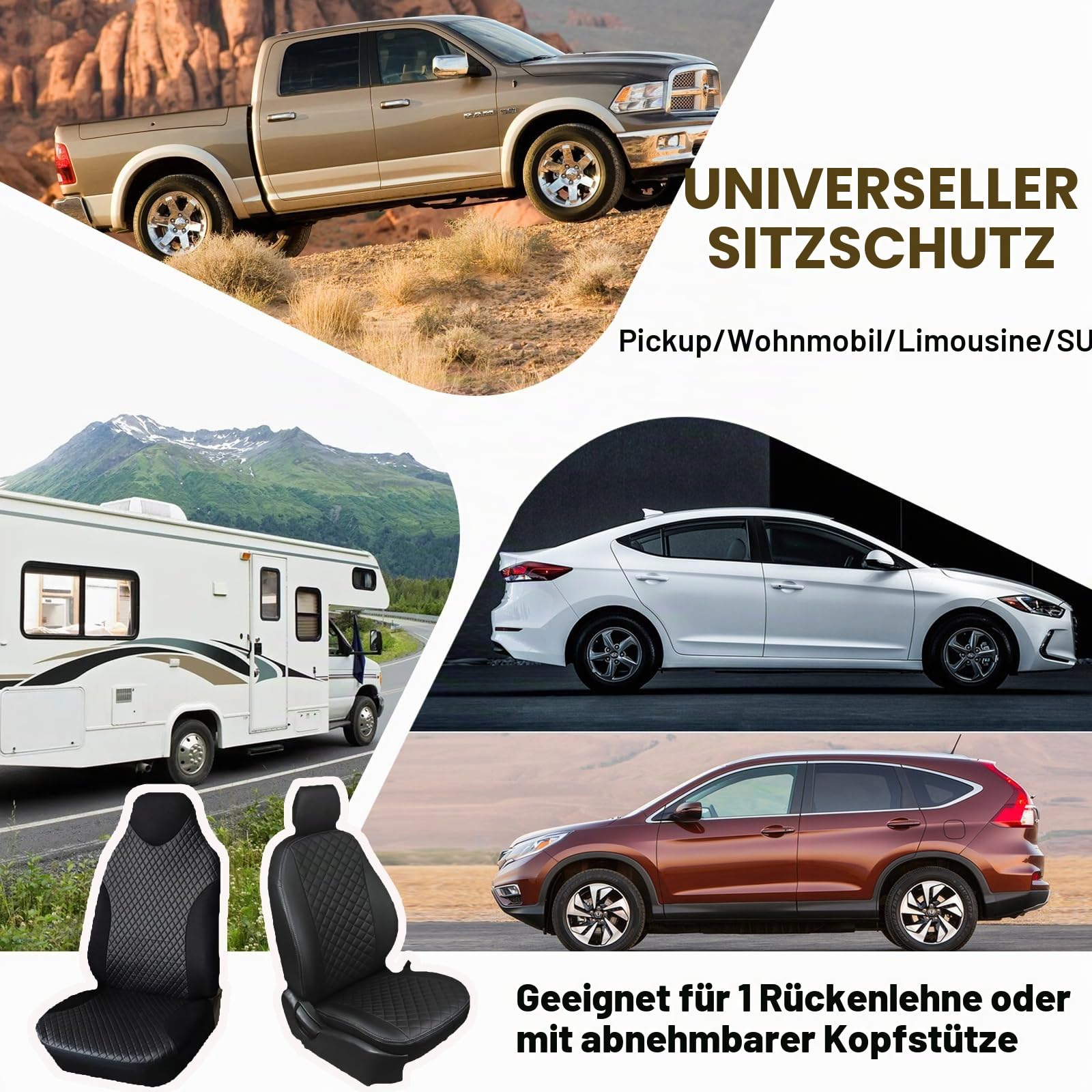 Jacquard Universal Autositzbezüge, Maschinen Waschbares Elastischer Auto Schonbezug Vordersitz Set, rutschfeste Sitzbezug Auto Vordersitze (White,Set of 2)