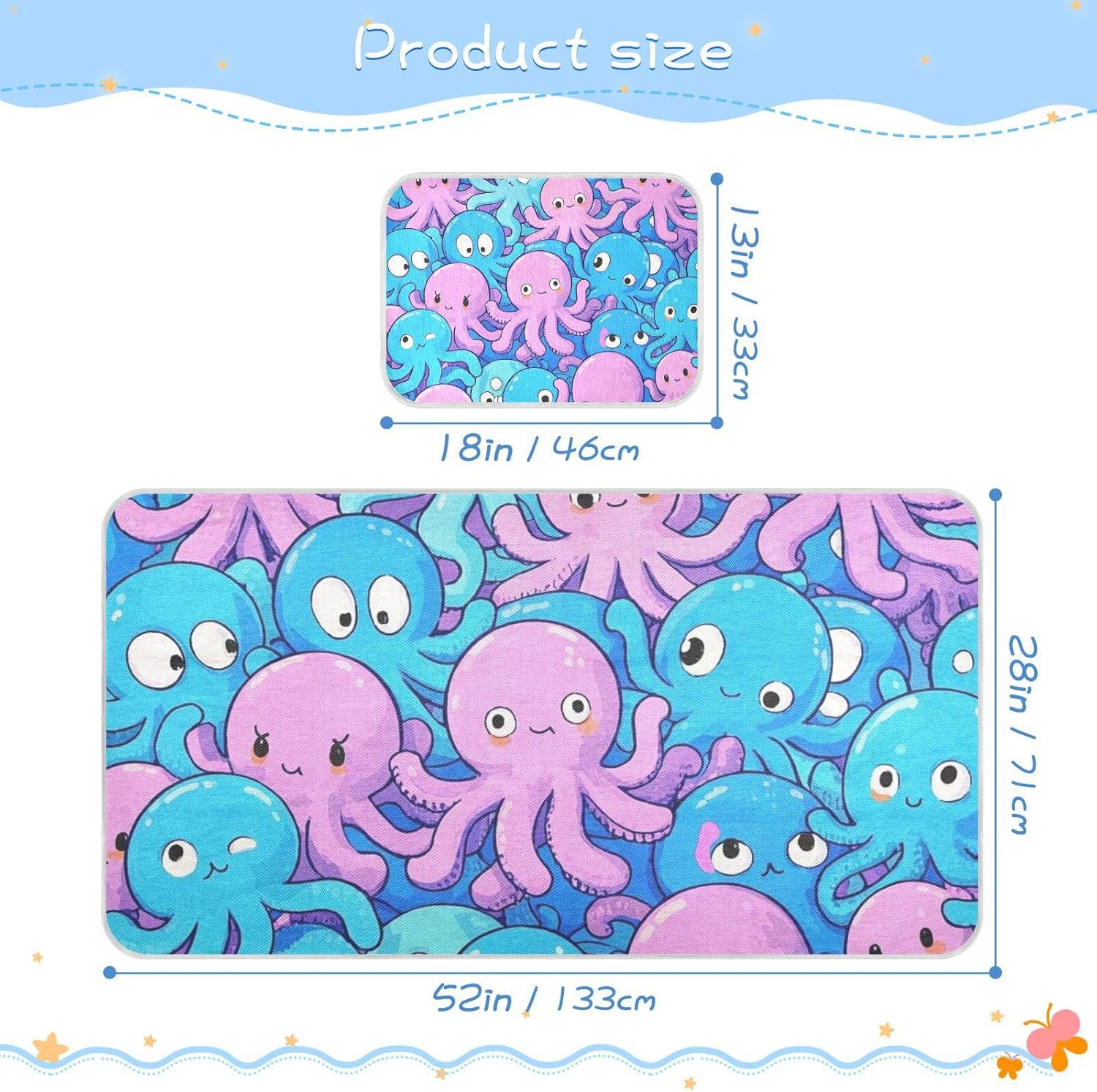 Cute Cartoon Animal sea Cooling Baby Mattress Pads 28" x 52" Ultra Soft Bed Pads for Adults for Baby&Toddler
