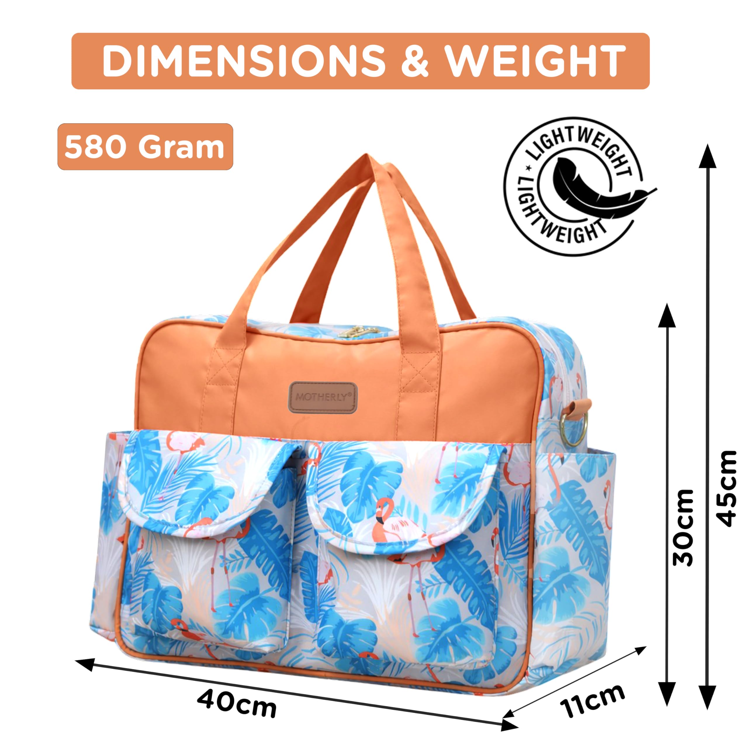 Motherly Tote Diaper Bag for Moms with Changing Mat, Grace Series, Flamingo 1