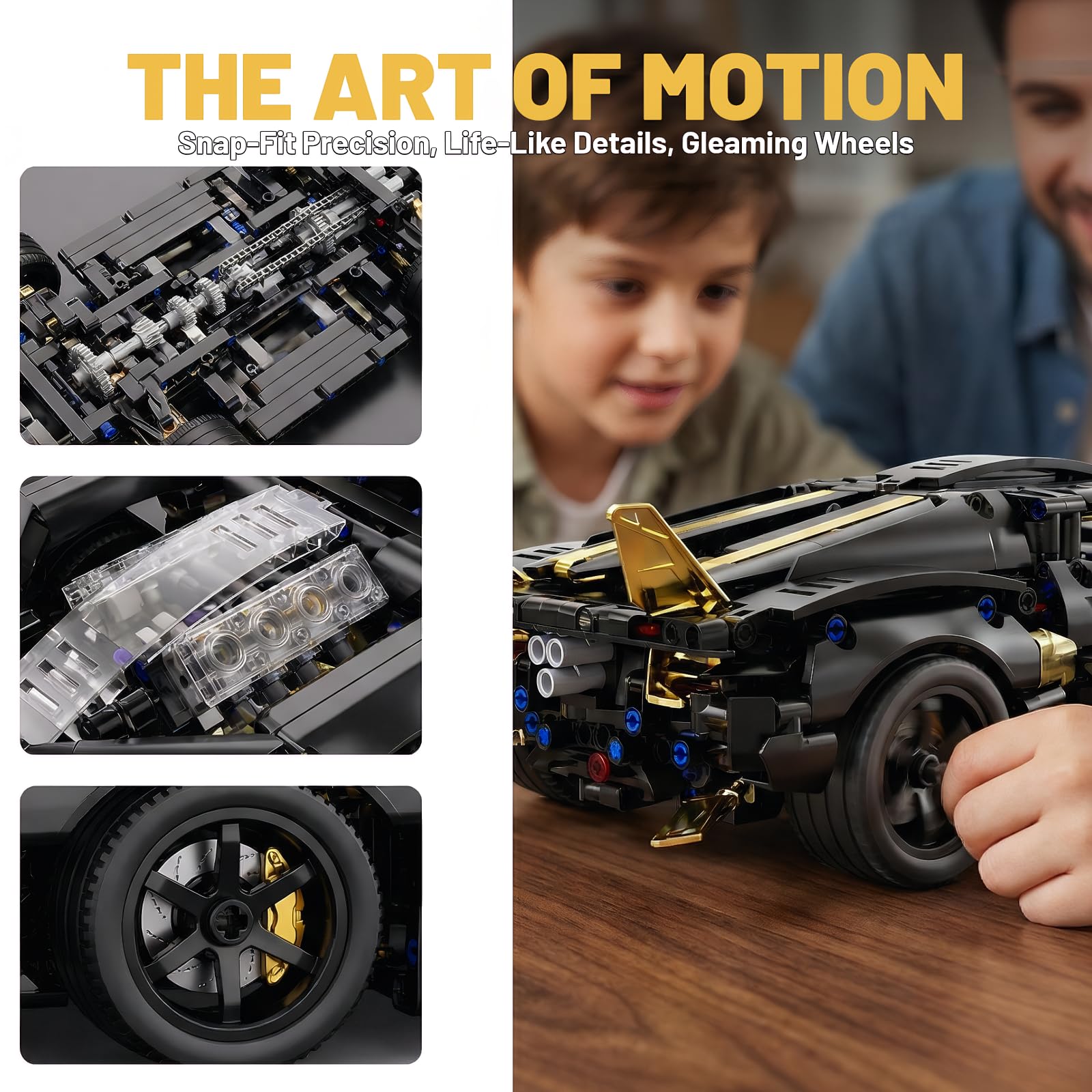 auto RC, samochód zdalnie sterowany, 1:14 z LED Model | auto RC: przednie i tylne światła LED ze zintegrowanym napędem; budowania rodzinnego, jazdy w domu, ekspozycji i prezentów.