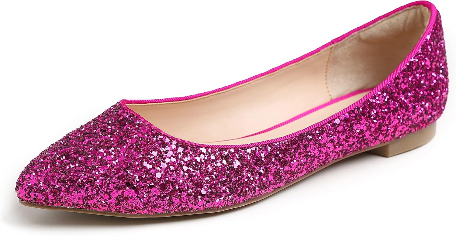 Glitter Hot Fuchsia Pointed