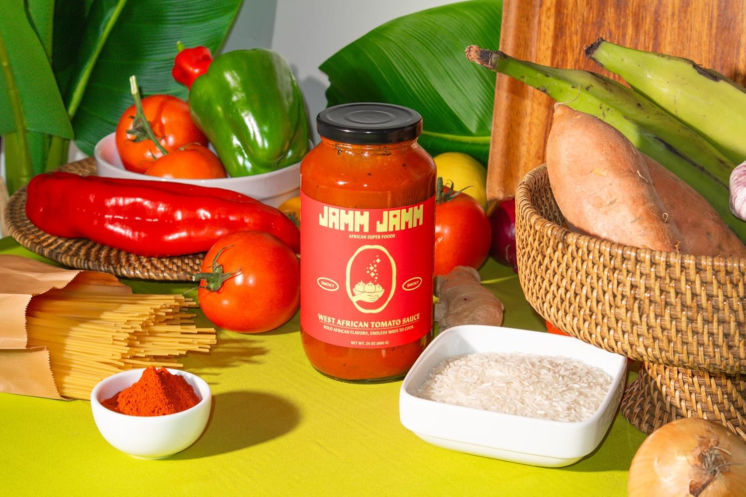 Jamm Jamm West African Tomato Sauce, Smoky, Bold African Flavors, All Natural Ingredients, 24 oz (2 Pack)