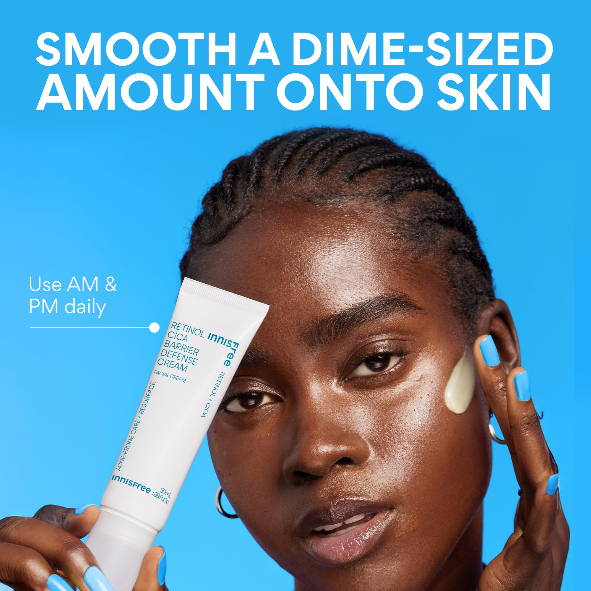 innisfree Retinol Cica Barrier Cream, Korean Moisturizer with Madecassoside for Sensitive, Acne-Prone Skin, Calming and Strengthening Formula