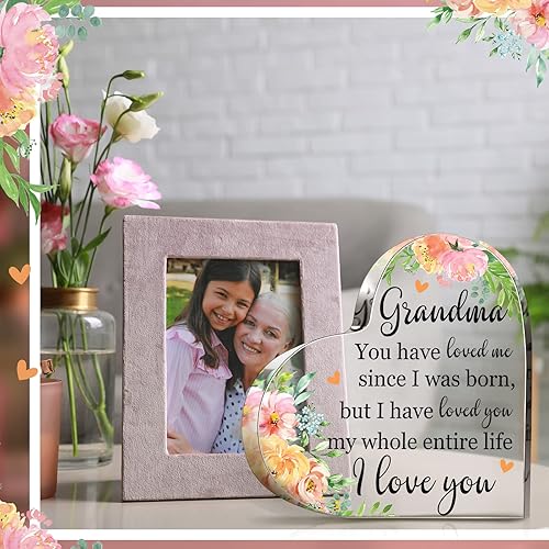 Miniatura 10 de Regalo para abuela, regalo de cumpleaños para abuela, letrero acrílico en forma de corazón, para abuela, de nieta, nieto, abuela, ideas de regalo