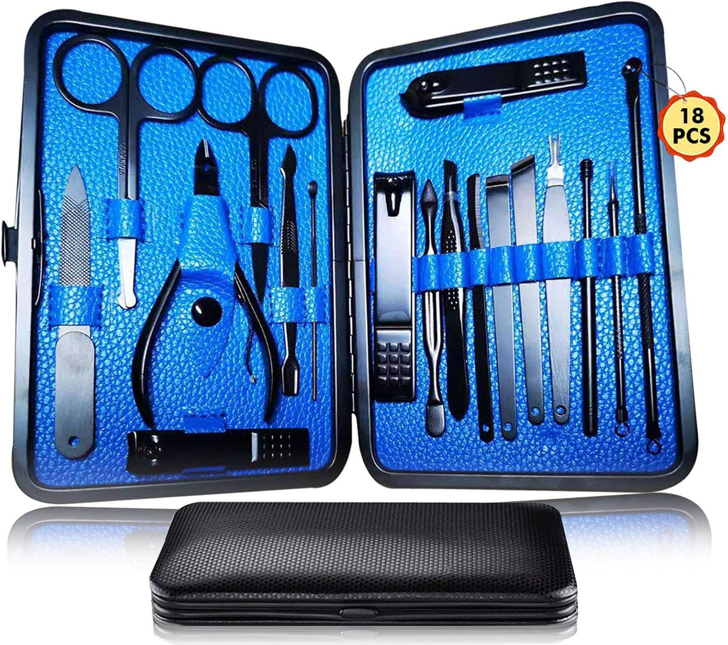 Manicure Pedicure Kit Nail Clippers Set 18 in 1 High Precision Stainless Steel Cutter File Sharp Scissors for Men & Women Fingernails & Toenails Vibrissac Scissors with Stylish Case (Blue_18in1) Manicure Pedicure Kit Nail Clippers Set 18 in 1 High Precision Stainless Steel Cutter File Sharp Scissors for Men & Women Fingernails & Toenails Vibrissac Scissors with Stylish Case (Blue_18in1)