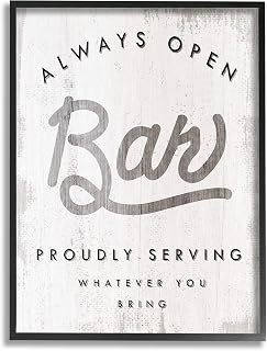 Stupell Industries Always Open BYOB Bar Sign Funny Drinking Phrase