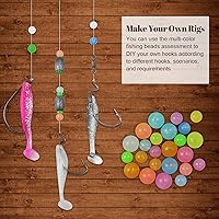 Vista 6 de MAFIMOEA - Juego de 200/500 cuentas luminosas de pesca, huevos de cebo, juego surtido de líneas de pesca de plástico, cuentas para bagre lubina