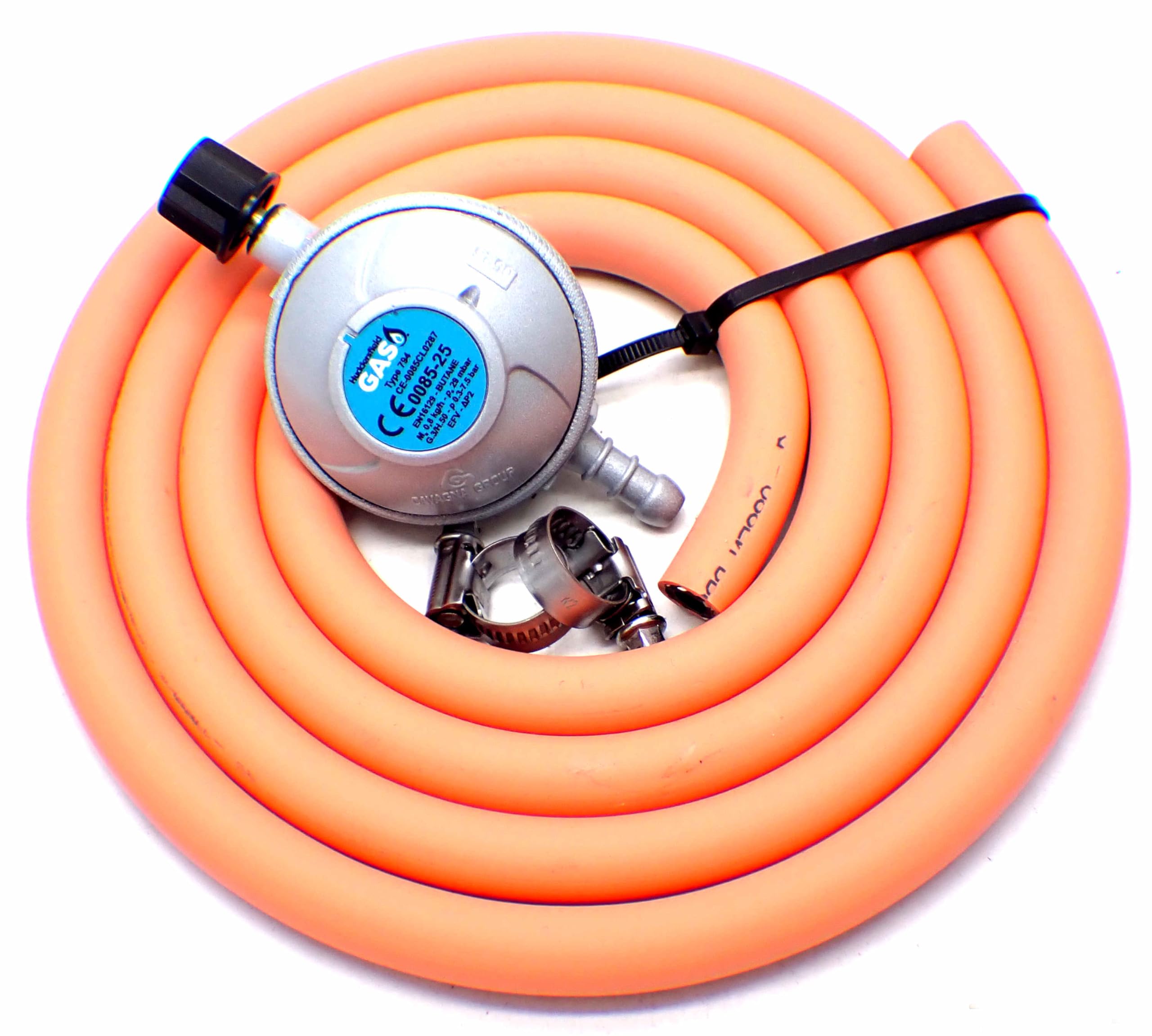 Huddersfield GasBranded Camping gas Type 30Mbar Gas Regulator With 2M Hose + 2 Clips Fits 907 904 901