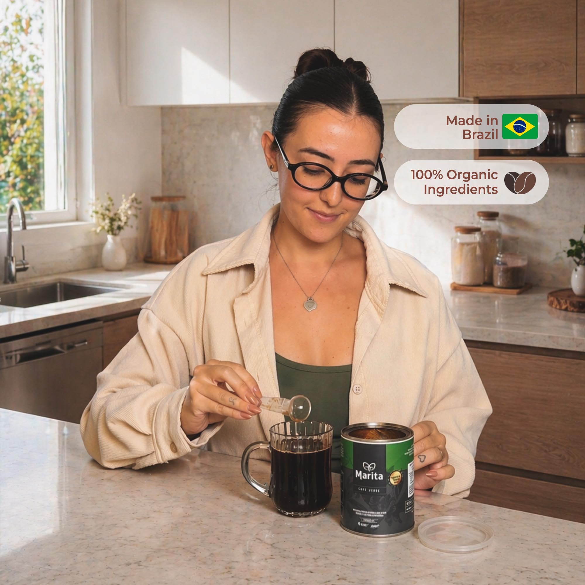 Café Marita Verde, Café Funcional con Efecto Termogénico, Apoya la Regulación Intestinal y el Control de Peso, 100 g, Hasta 66 Dosis