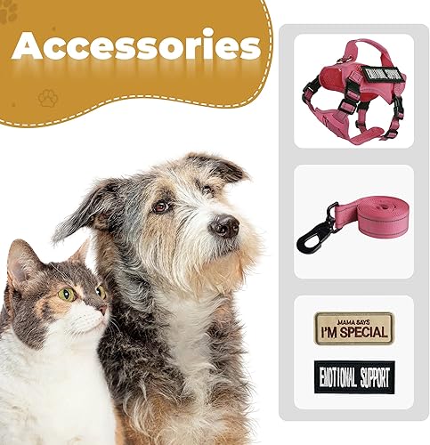 Tactical Cat Harness Adjustable Soft Padded Training Walking Esacpe Cat Vest Harness No-Pull Pet Harness Reflective with Easy Control Handle (Black, L)(Pink,Leash-L)