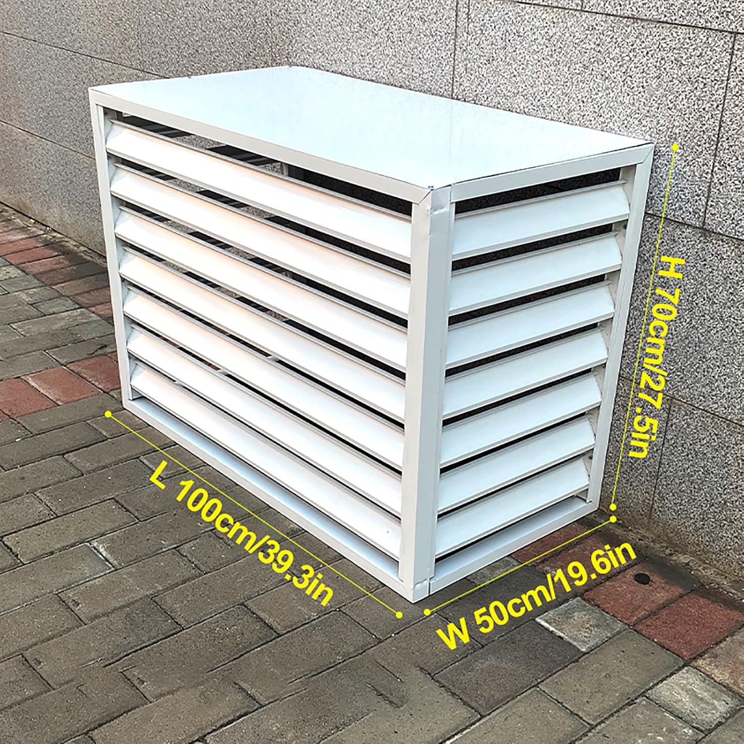 Heavy Duty Outdoor Privacy Ac Shelf Aluminum Air Conditioner Covers Shutters Aluminum Alloy Conditioning Cover Privacy Fence Outdoor Privacy Screen for Garden Patio Lawn. ( Color : White , Size : 100x