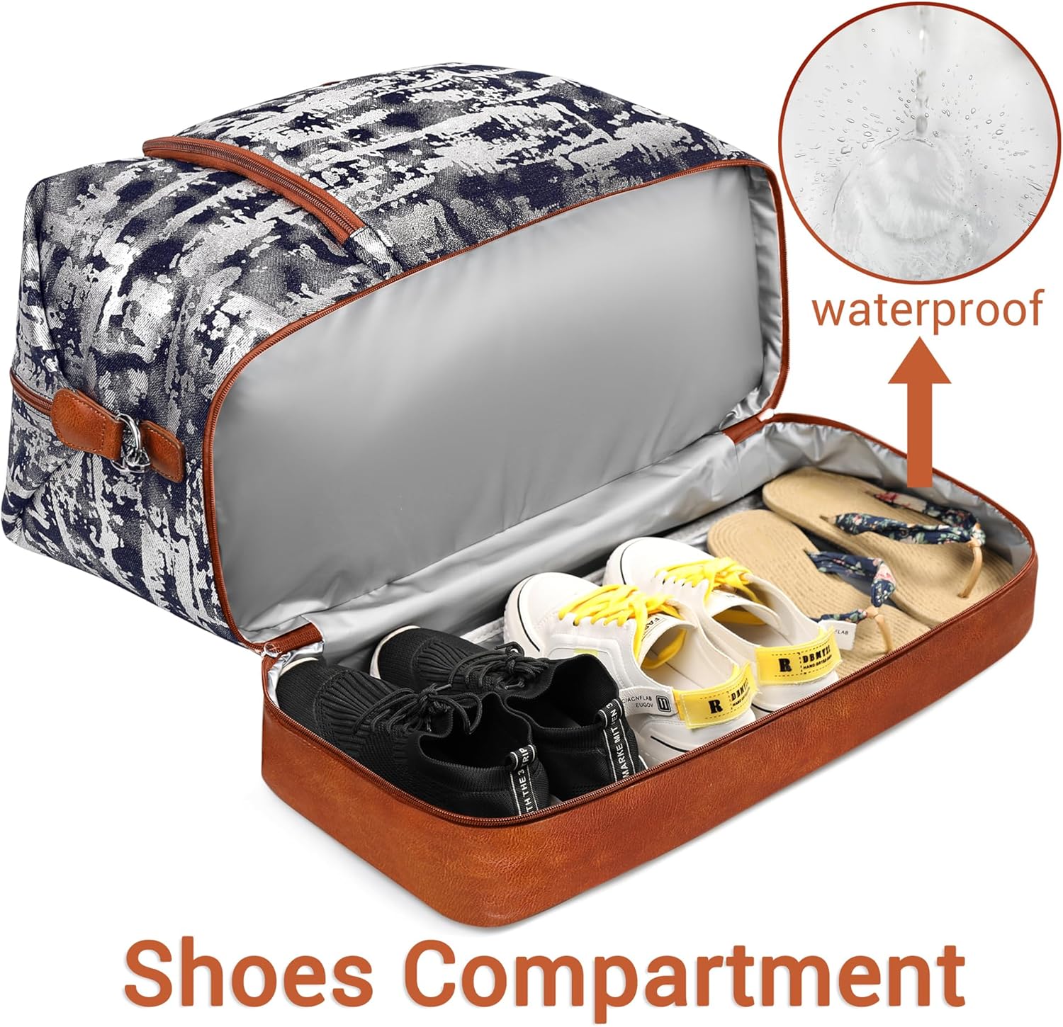 Travel Weekender Bag for Women, 21" Overnight Bag with Shoe Compartment 50L Large Travel Duffel Bag Carry On Tote for Weekend, Overnight, Business Trips, Water Resistant - Image 2