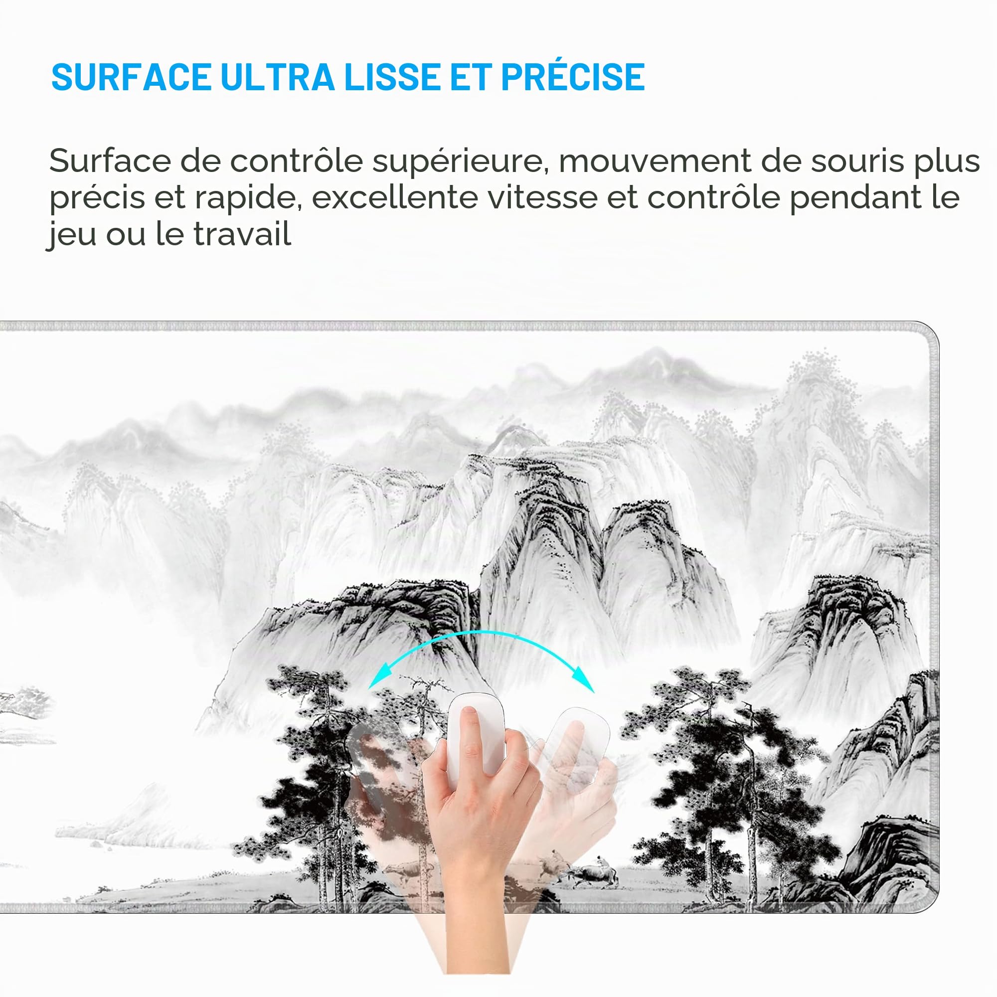 LL-COEUR Grand Tapis de Souris de Jeu à Motif 120x50x0,3cm, Pad de Bureau Mousepad Large et Étendu pour Clavier, Ordinateur (1200x500x3mm, Paysage 2)