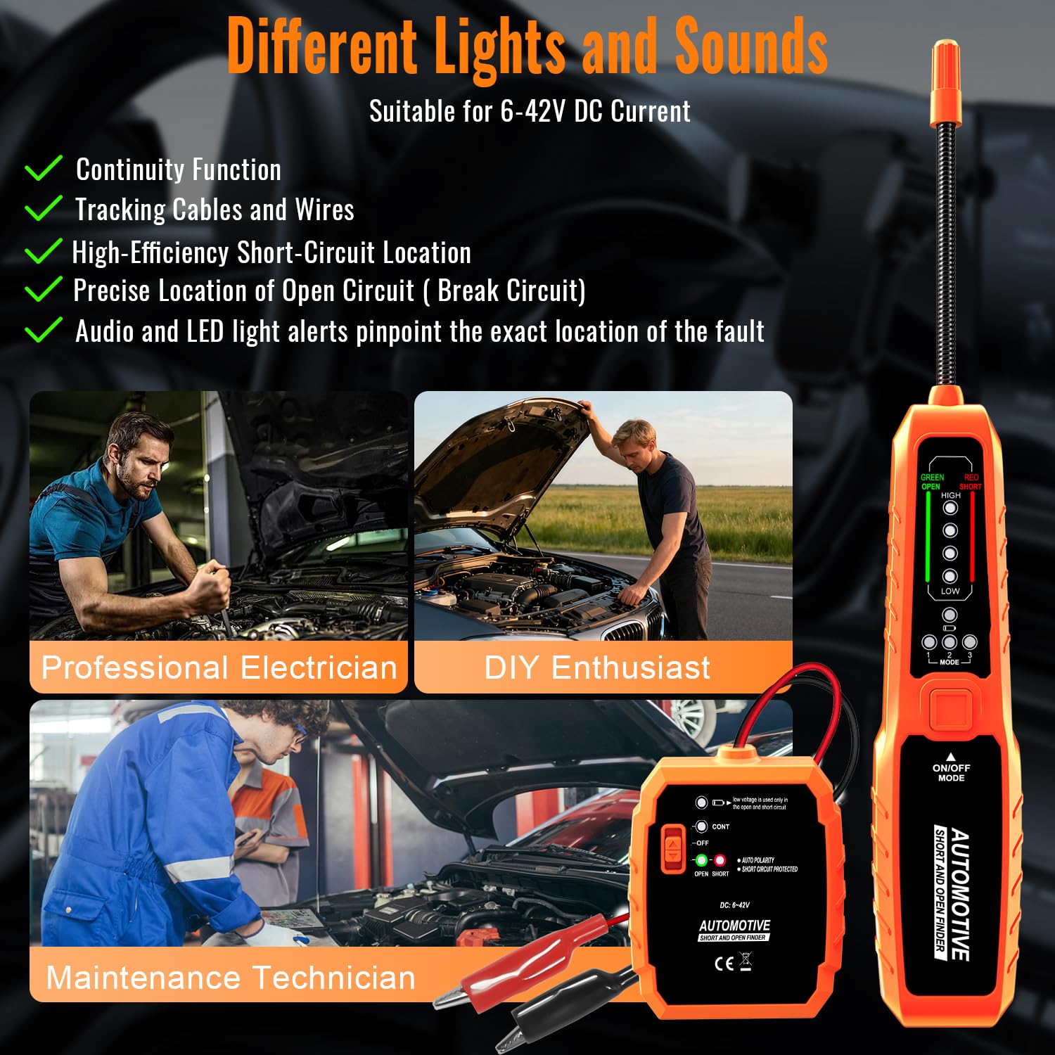 ATDIAG Automotive Wire Tracer & Electrical Tester – Open & Short Finder Tool, Circuit Breaker Tester, Fault Probe & Cable Tracker with Indicator Light DC 6-42V — Amazon image 2