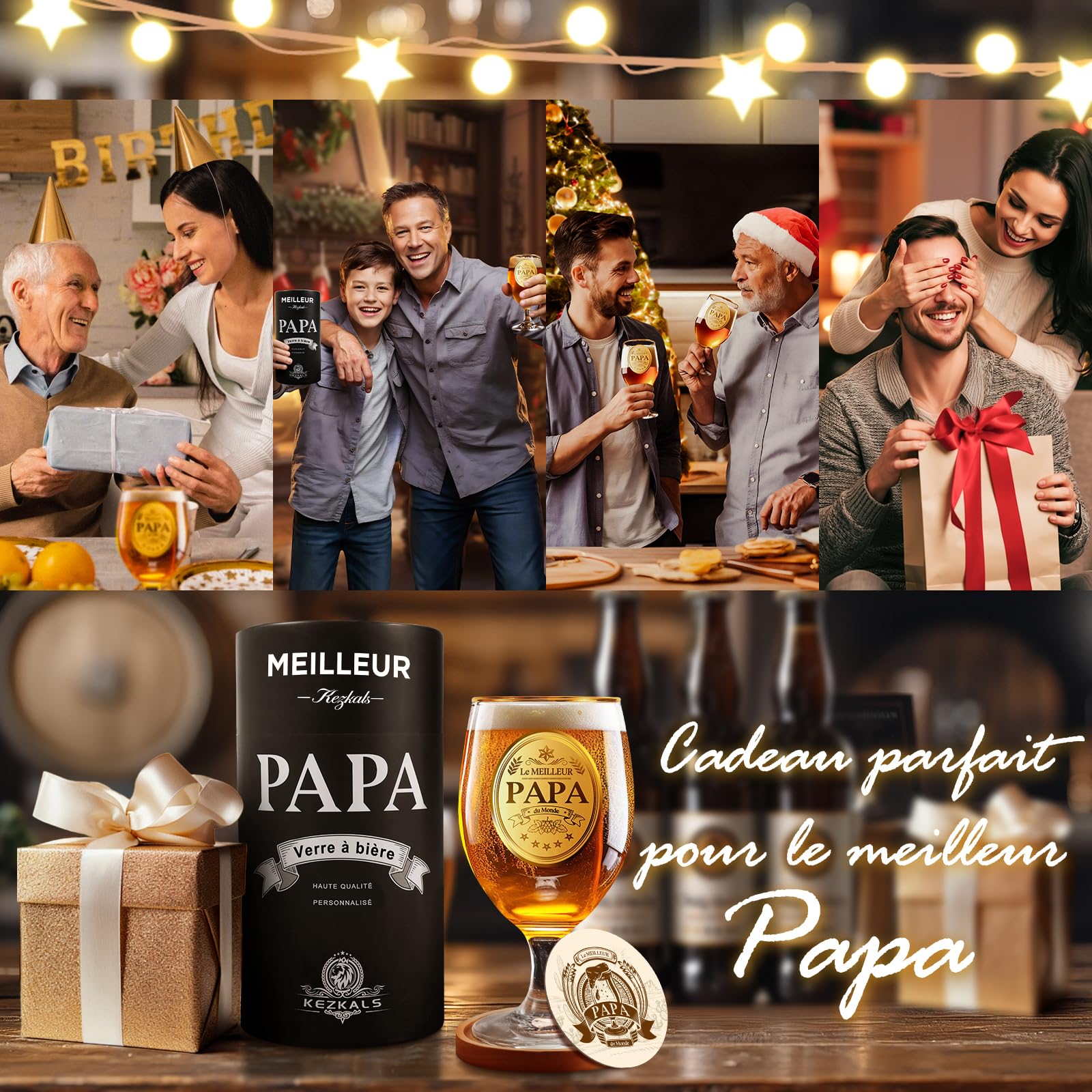 KEZKALS - Regalo original para fiesta de peres, vaso de cerveza