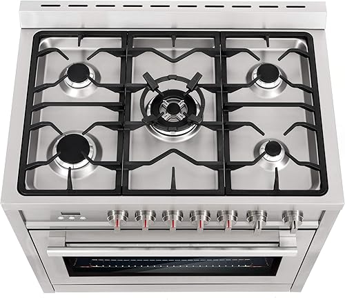 Miniatura 6 de Cocina de gas COSMO COS-965AGFC de 36 pulg. de la colección Nebula, 3.8 pies cúbicos, 5 quemadores, horno de convección rápida, parrilla de hierro