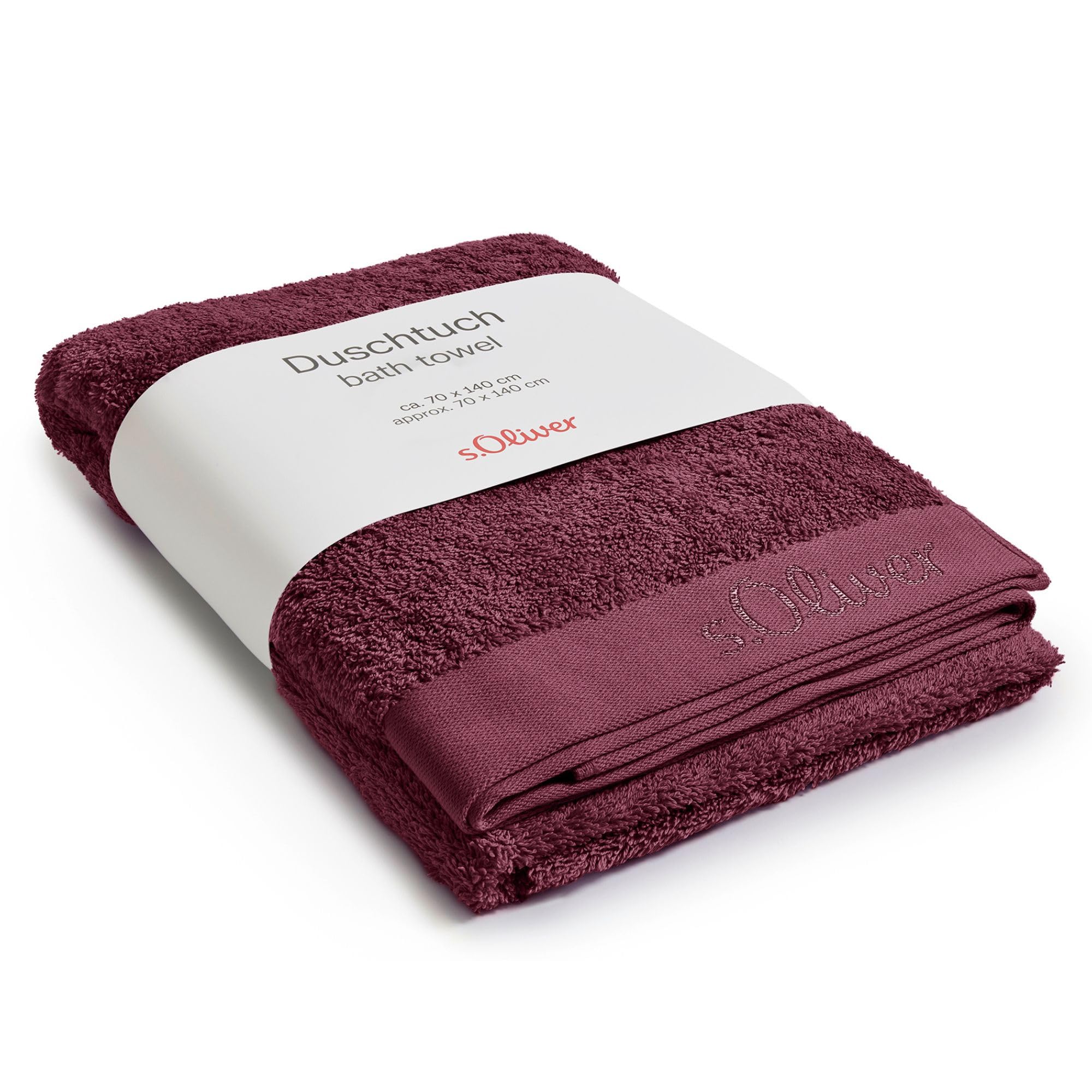 s.Oliver Bath Towel 70 x 140 cm - 100% Cotton, 600 g/m², Soft & Absorbent, Bath Towel Burgundy