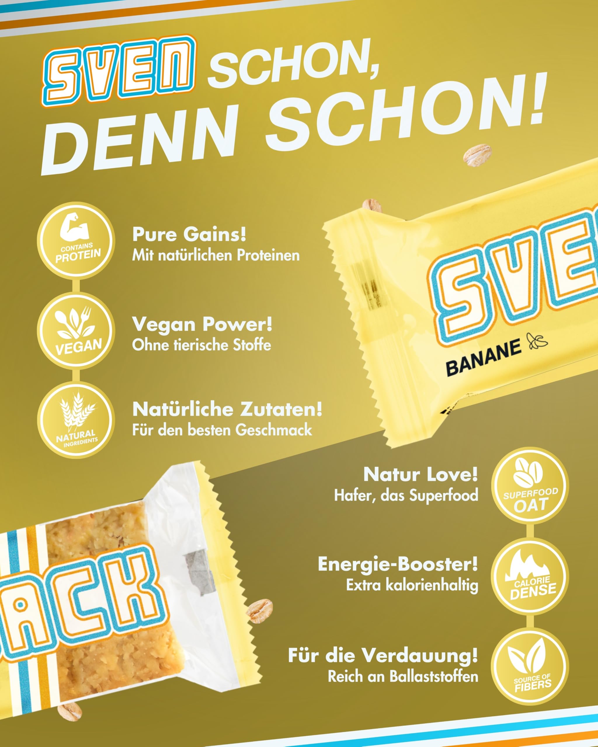 Sven Jack (Energy Cake) Haferriegel Banane 20x 65g I Original Haferflocken Energieriegel I Veganer & Laktosefreier Haferriegel I Langkettige Kohlenhydrate & wenig Zucker I Müsliriegel