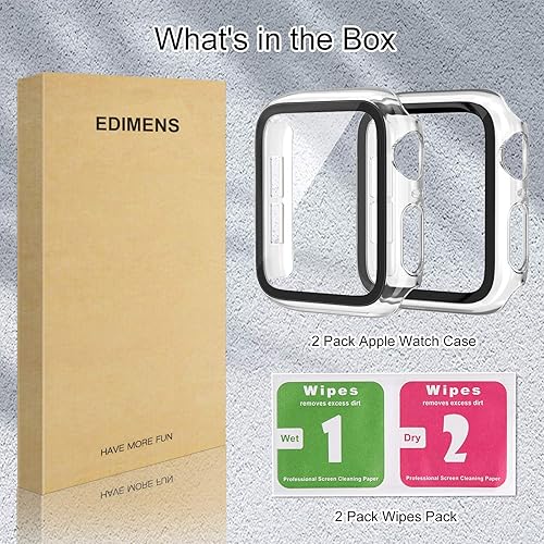 Miniatura 24 de EDIMENS Paquete de 2 fundas rígidas de policarbonato compatibles con Apple Watch Series 1, 2, 3, de 1.496 pulgadas, para mujeres y hombres, carcasa