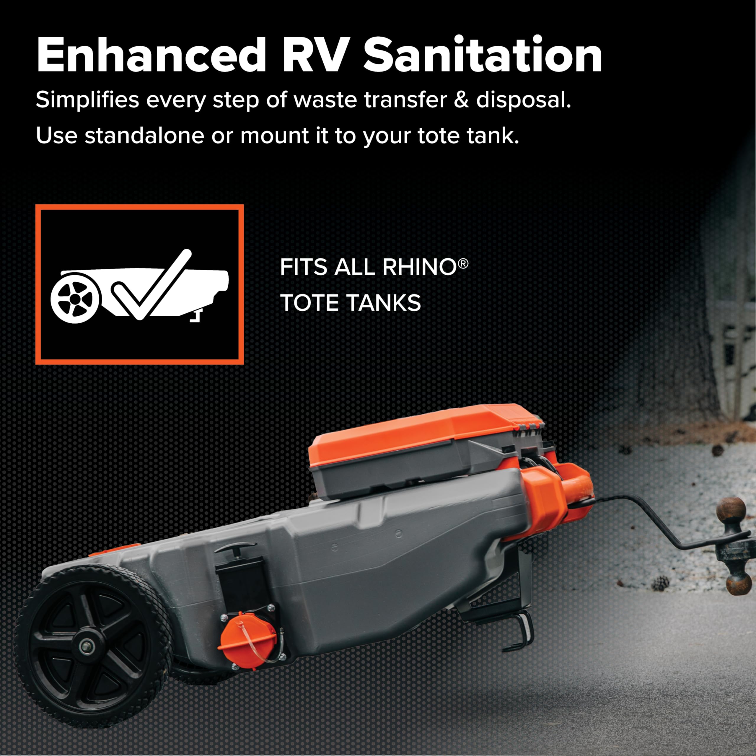 Camco Rhino 39023 - Serbatoio di Grandi Dimensioni, Accessorio Essenziale per Camper per Una Gestione efficiente dei rifiuti, Kit Compatto da 7 Pezzi, Include Tubo per fognatura e Custodia per Camper