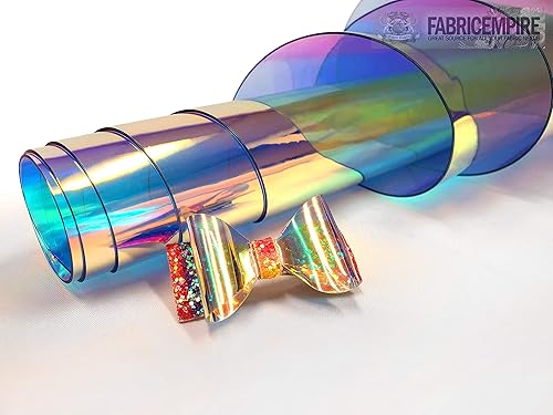 Miniatura 5 de Tela de vinilo de plástico iridiscente transparente holográfica de 54 pulgadas de ancho vendido por The Yard (calibre 12 azul claro)