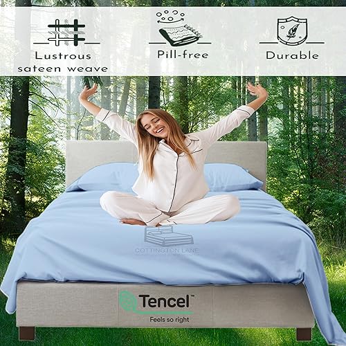 Miniatura 8 de Tencel Split Cal King - Juego de sábanas para cama ajustable, 100% eucalipto, Tencel Lyocell - Sábanas divididas de 5 piezas para camas ajustables