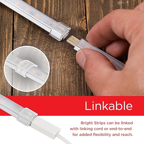 Miniatura 4 de UltraPro Tiras brillantes LED enlazables de 10 pulgadas, paquete de 4, 1100 lúmenes, luz blanca cálida de 2700 K, bajo voltaje, iluminación debajo