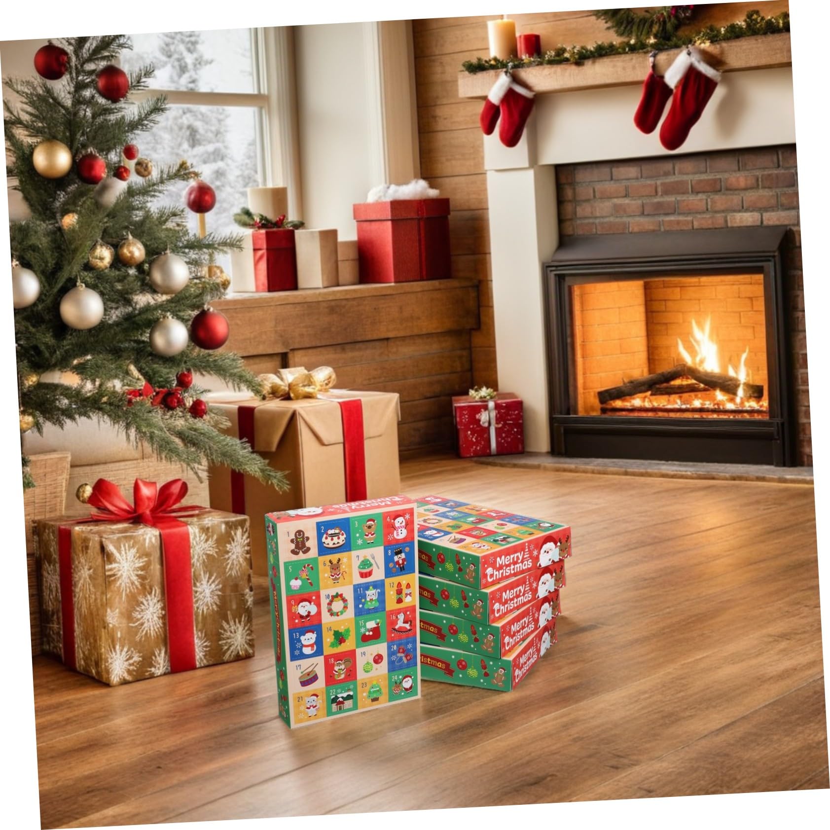 VILLFUL 15 Piezas Caja Calendario de Adviento Navideño de Papel Ligero Compartimentos Vacíos para Dulces y Regalos DIY para Actividades Familiares y Decoración Festiva