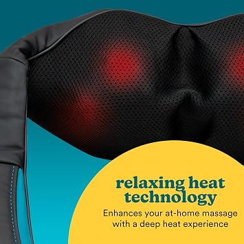 HoMedics Shiatsu Portable Neck Massager with Heat - Cordless Deep Tissue Muscle Massage Machine for Neck & Shoulder with 3 Speed Levels, 4 Massage Nodes & Touch Control Panel - Helps Ease Discomfort