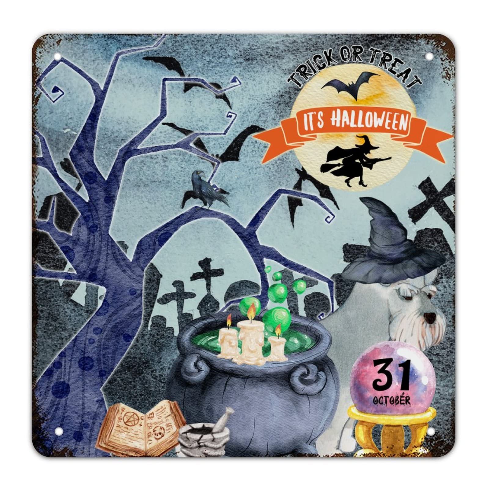 Panneau en métal Halloween rustique Scary Night Brew finition supérieure