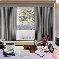 Vista 30 de Graywind Cortinas inteligentes cableadas compatibles con Alexa Google, control remoto motorizado para puerta corrediza de un solo sentido