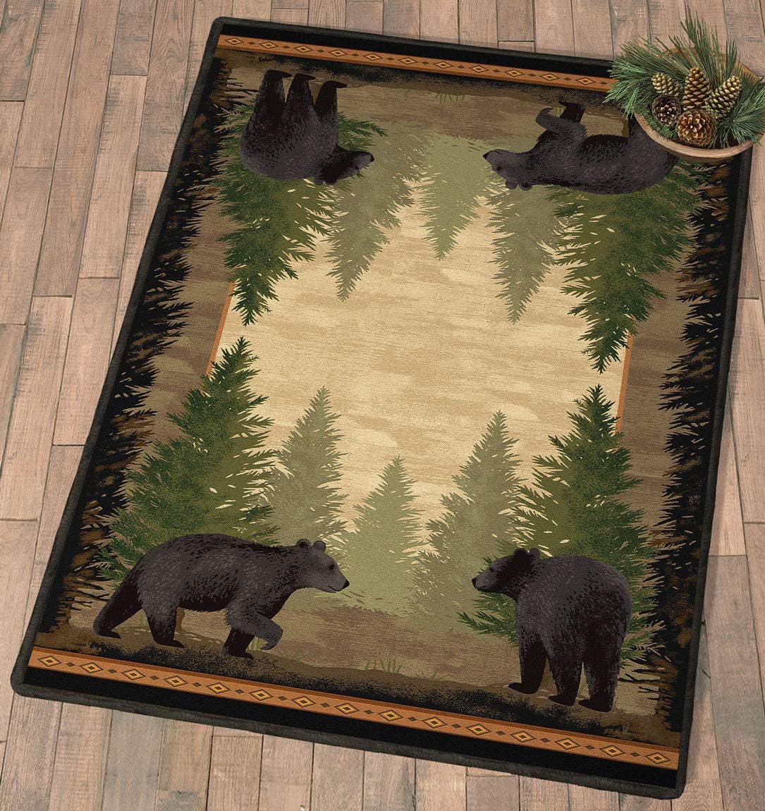 BLACK FOREST DECOR Timberline Bear Rug - 8 x 11, Nylon, Indoor Area Rug, 8" W x 10