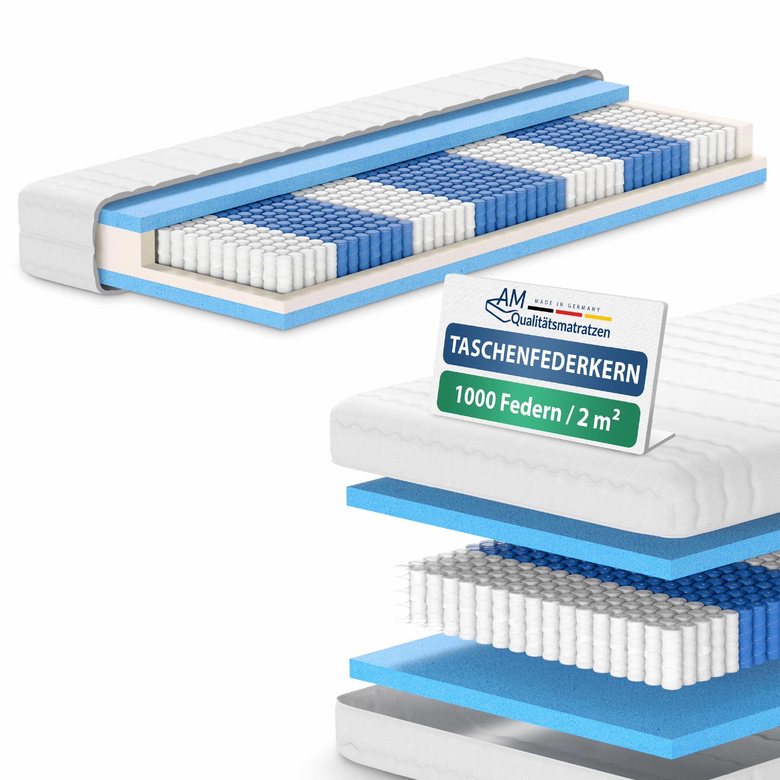 Am Qualitätsmatratzen 1000 Federn 7-zonen Taschenfederkernmatratze Test AM Qualitätsmatratzen 1000 Federn 7-Zonen Taschenfederkernmatratze