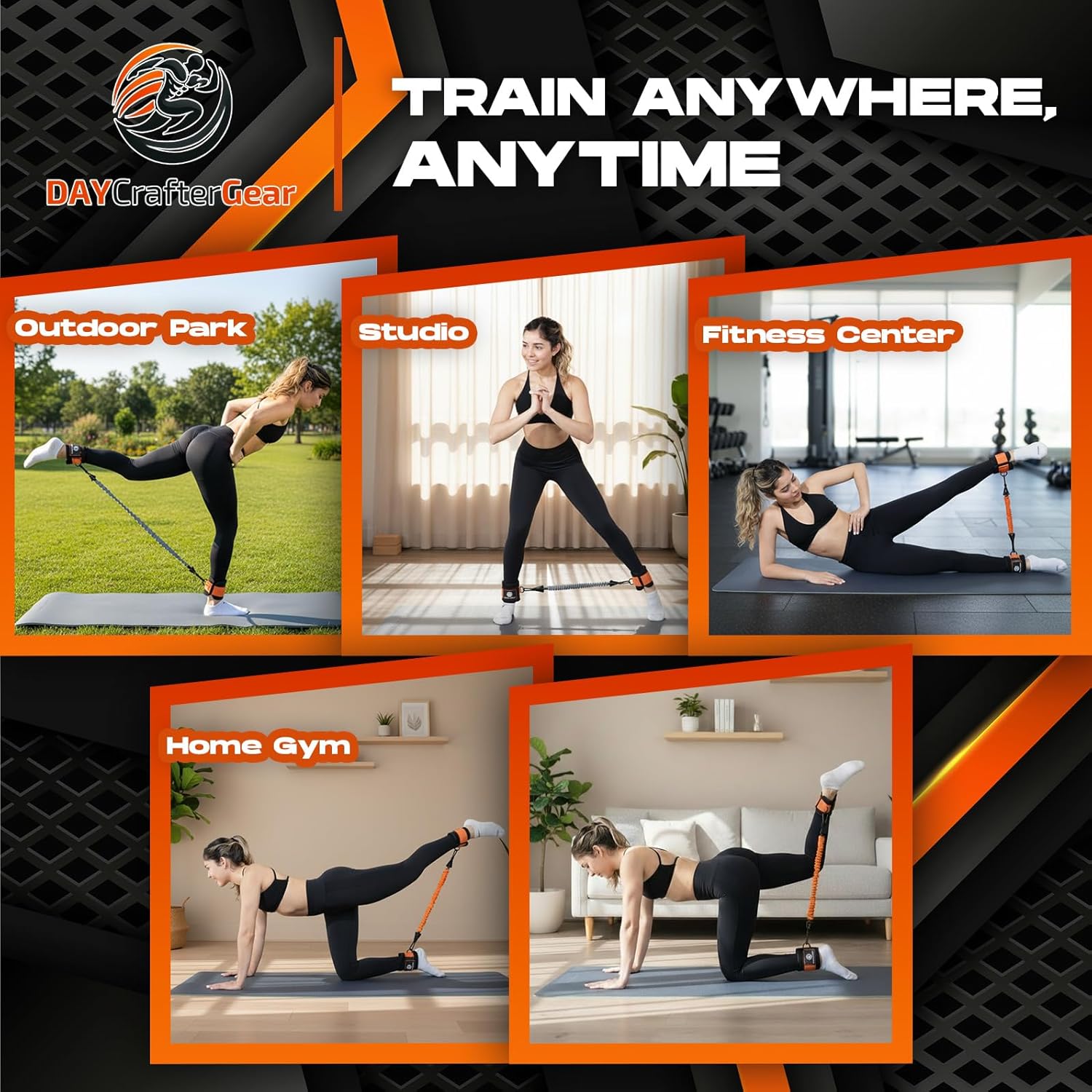 Ankle Resistance Bands with Cuffs & Bonus Fabric Resistance Bands for Working Out – Home Workout Set for Legs, Glutes, Yoga, Pilates, Rehab, Strength Training Women & Men – Includes Bag & Guide - Image 6