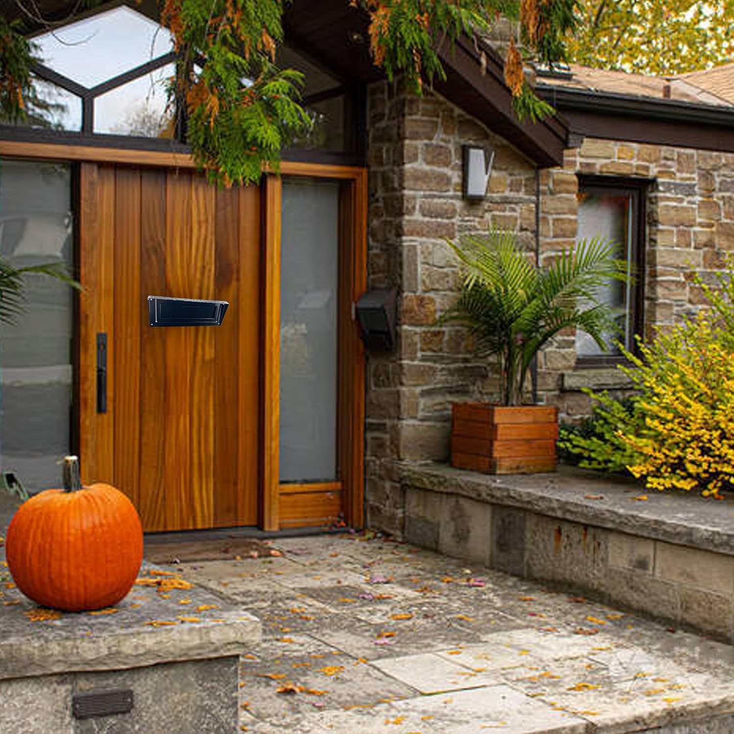 Locking Mailbox Drop Box with Rain Cover, Door Mounted Secure Combination Lock Mailbox for Keys, Cash, Checks, Deposits & Letters – Safe Mail Drop Box for Home/Office, Black