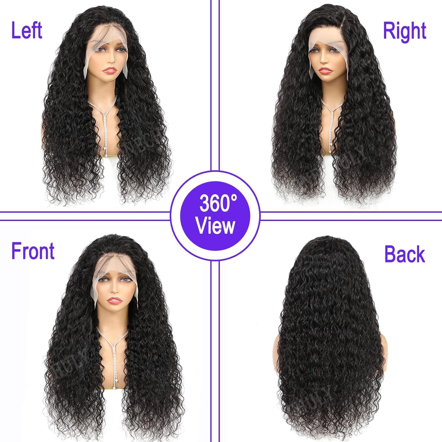 24 Inch Water Wave Human Hair Wig For Black Women,180% Density 12A Curly 13X4 HD Lace front wigs human hair pre plucked Wet And Wavy Natural Color - Image 2