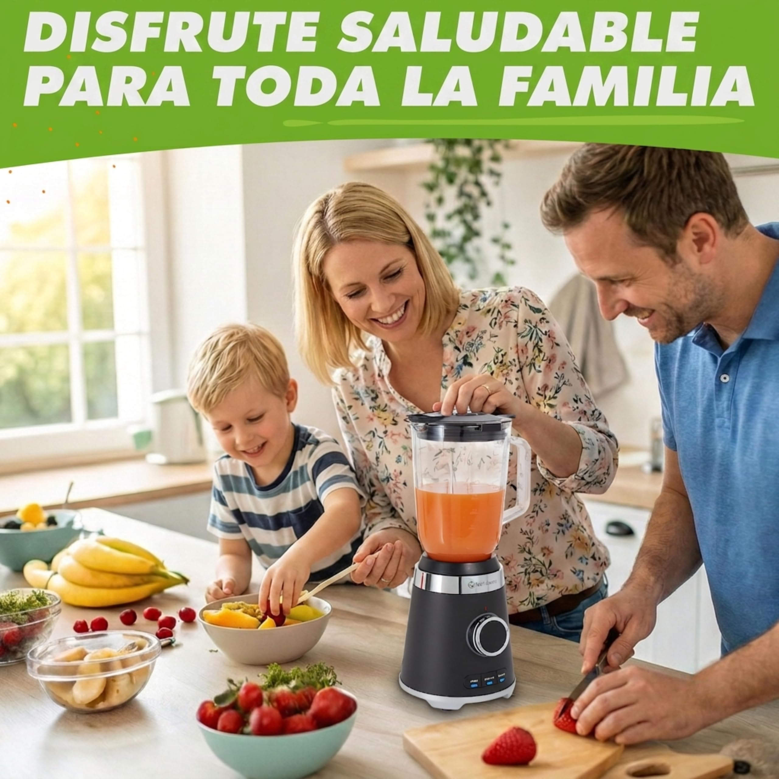 Nutrilovers Batidora de Vaso con Jarra de Cristal, 1300W, 1.3L, Sin BPA | Cristal