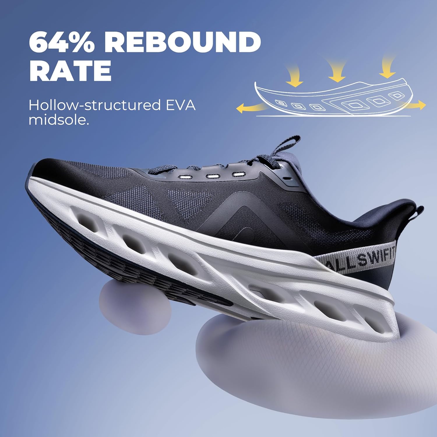 ALLSWIFIT Men's Slip On Walking Shoes Cushioning Hands Free Non-Slip Arch Support Breathable Lightweight Comfortable Workout Tennis Running Gym Fashion Sneakers