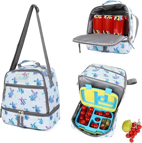 Miniatura 4 de Tilami Bolsas de almuerzo aisladas con correa ajustable, bolsas enfriadoras resistentes al agua, bolsas Bento para niños pequeños, Girasol,